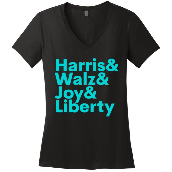 Harris Walz Joy Liberty Harris Walz Waltz 2024 Retro Women's V-Neck T-Shirt