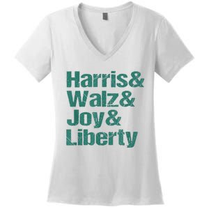 Harris Walz Joy Liberty Women's V-Neck T-Shirt