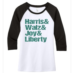 Harris Walz Joy Liberty Women's Tri-Blend 3/4-Sleeve Raglan Shirt