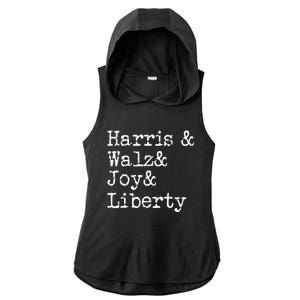 Harris Walz Joy Liberty Vote Kamala Harris President 2024 Ladies PosiCharge Tri-Blend Wicking Draft Hoodie Tank