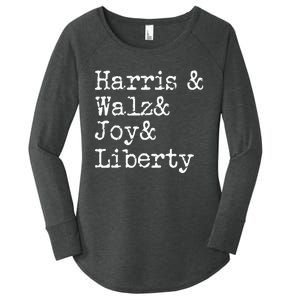 Harris Walz Joy Liberty Vote Kamala Harris President 2024 Women's Perfect Tri Tunic Long Sleeve Shirt