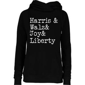 Harris Walz Joy Liberty Vote Kamala Harris President 2024 Womens Funnel Neck Pullover Hood