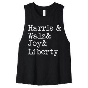 Harris Walz Joy Liberty Vote Kamala Harris President 2024 Women's Racerback Cropped Tank