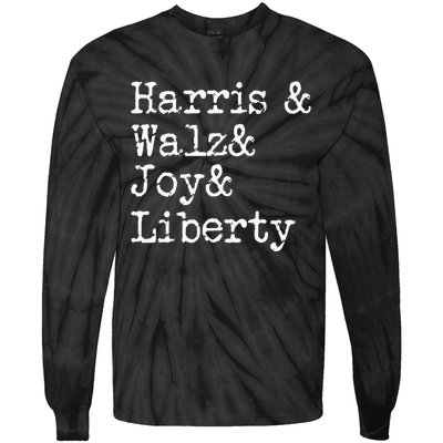 Harris Walz Joy Liberty Vote Kamala Harris President 2024 Tie-Dye Long Sleeve Shirt