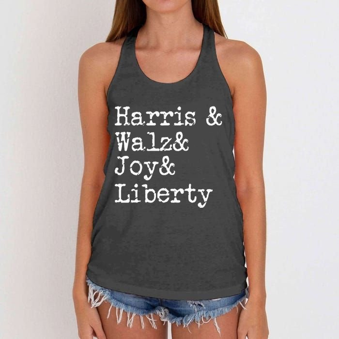 Harris Walz Joy Liberty Vote Kamala Harris President 2024 Women's Knotted Racerback Tank