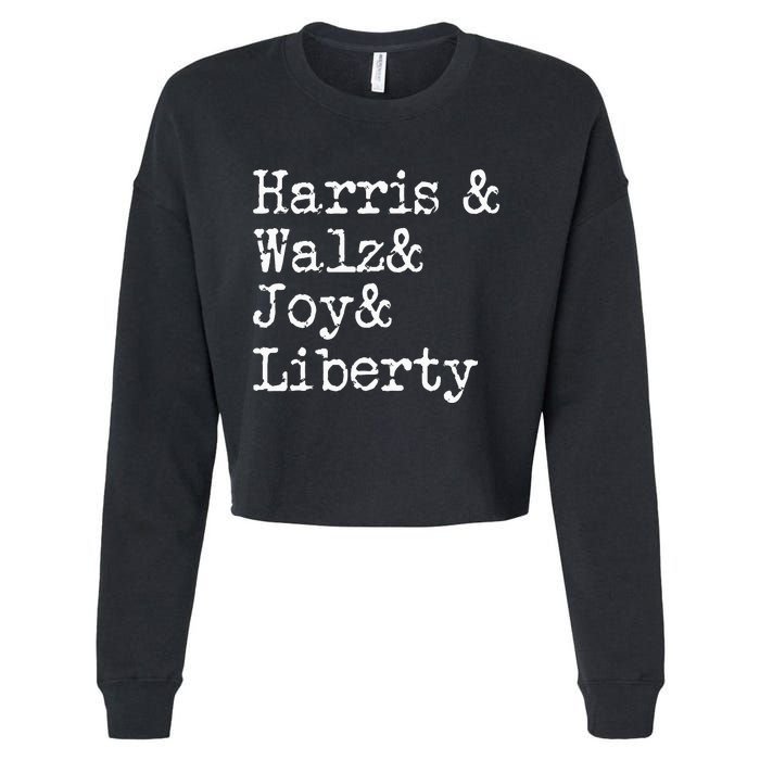 Harris Walz Joy Liberty Vote Kamala Harris President 2024 Cropped Pullover Crew