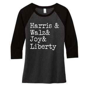 Harris Walz Joy Liberty Vote Kamala Harris President 2024 Women's Tri-Blend 3/4-Sleeve Raglan Shirt