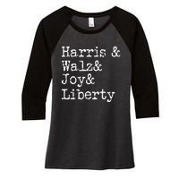 Harris Walz Joy Liberty Vote Kamala Harris President 2024 Women's Tri-Blend 3/4-Sleeve Raglan Shirt