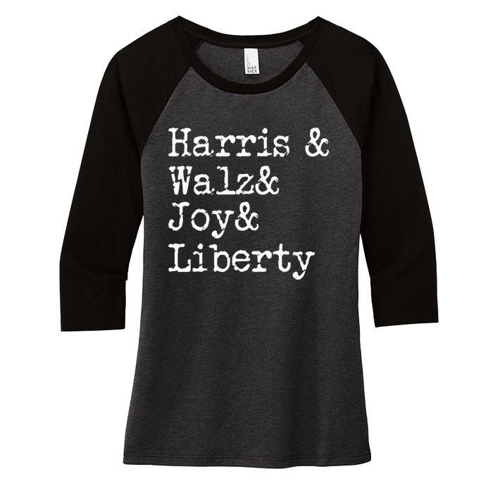 Harris Walz Joy Liberty Vote Kamala Harris President 2024 Women's Tri-Blend 3/4-Sleeve Raglan Shirt