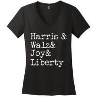 Harris Walz Joy Liberty Vote Kamala Harris President 2024 Women's V-Neck T-Shirt