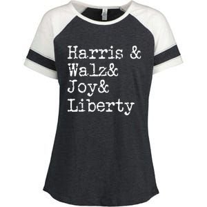 Harris Walz Joy Liberty Vote Kamala Harris President 2024 Enza Ladies Jersey Colorblock Tee