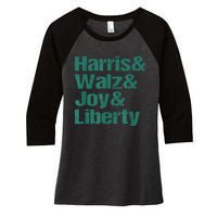 Harris Walz Joy Liberty Women's Tri-Blend 3/4-Sleeve Raglan Shirt