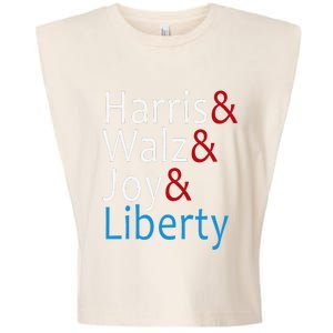 Harris Walz Joy Liberty Vote Kamala Harris President Garment-Dyed Women's Muscle Tee