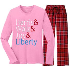 Harris Walz Joy Liberty Vote Kamala Harris President Women's Long Sleeve Flannel Pajama Set 