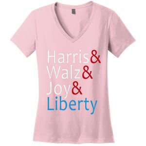 Harris Walz Joy Liberty Vote Kamala Harris President Women's V-Neck T-Shirt