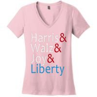 Harris Walz Joy Liberty Vote Kamala Harris President Women's V-Neck T-Shirt