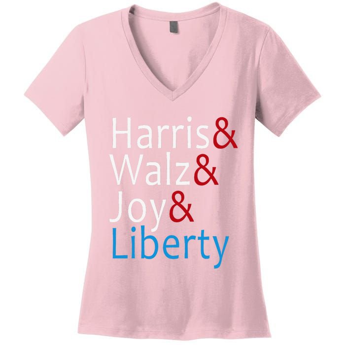 Harris Walz Joy Liberty Vote Kamala Harris President Women's V-Neck T-Shirt