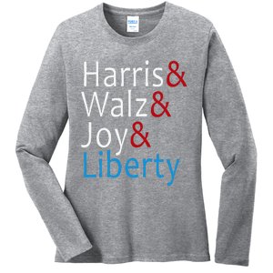 Harris Walz Joy Liberty Vote Kamala Harris President Ladies Long Sleeve Shirt