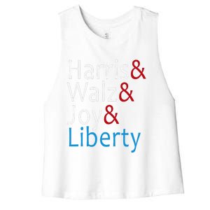 Harris Walz Joy Liberty Vote Kamala Harris President Women's Racerback Cropped Tank