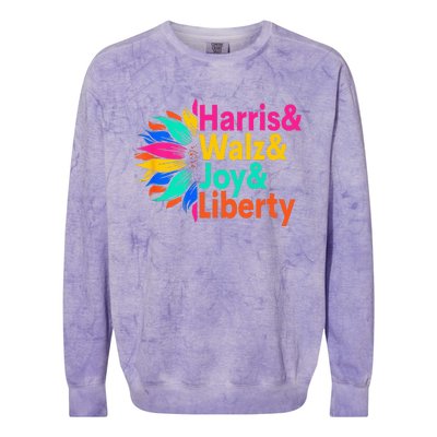 Harris Walz Joy Liberty Sunflower Colorblast Crewneck Sweatshirt