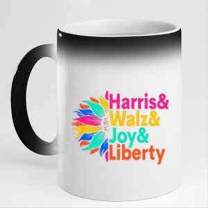 Harris Walz Joy Liberty Sunflower 11oz Black Color Changing Mug