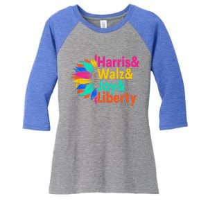 Harris Walz Joy Liberty Sunflower Women's Tri-Blend 3/4-Sleeve Raglan Shirt