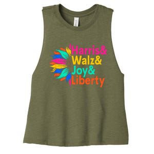 Harris Walz Joy Liberty Sunflower Women's Racerback Cropped Tank