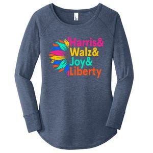 Harris Walz Joy Liberty Sunflower Women's Perfect Tri Tunic Long Sleeve Shirt