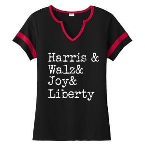 Harris Walz Joy Liberty Vote Kamala Harris President 2024 Ladies Halftime Notch Neck Tee