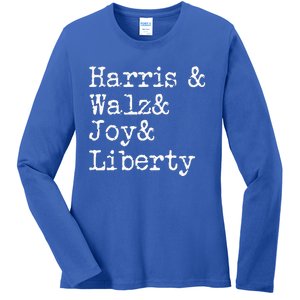 Harris Walz Joy Liberty Vote Kamala Harris President 2024 Ladies Long Sleeve Shirt