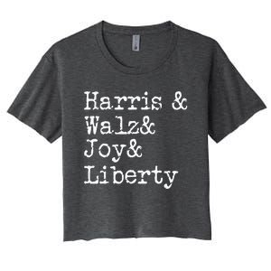 Harris Walz Joy Liberty Vote Kamala Harris President 2024 Women's Crop Top Tee