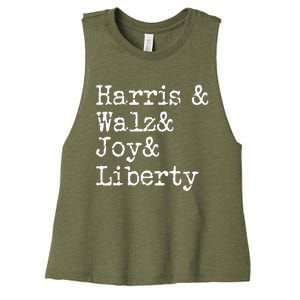 Harris Walz Joy Liberty Vote Kamala Harris President 2024 Women's Racerback Cropped Tank