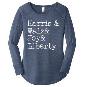 Harris Walz Joy Liberty Vote Kamala Harris President 2024 Women's Perfect Tri Tunic Long Sleeve Shirt