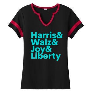 Harris Walz Joy Liberty Harris Walz Waltz 2024 Retro Ladies Halftime Notch Neck Tee