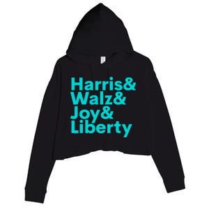 Harris Walz Joy Liberty Harris Walz Waltz 2024 Retro Crop Fleece Hoodie