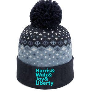 Harris Walz Joy Liberty Harris Walz Waltz 2024 Retro The Baniff Cuffed Pom Beanie