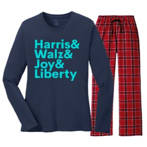 Harris Walz Joy Liberty Harris Walz Waltz 2024 Retro Women's Long Sleeve Flannel Pajama Set 