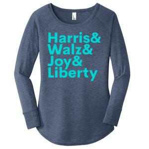 Harris Walz Joy Liberty Harris Walz Waltz 2024 Retro Women's Perfect Tri Tunic Long Sleeve Shirt