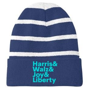 Harris Walz Joy Liberty Harris Walz Waltz 2024 Retro Striped Beanie with Solid Band