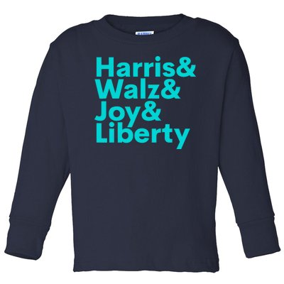 Harris Walz Joy Liberty Harris Walz Waltz 2024 Retro Toddler Long Sleeve Shirt