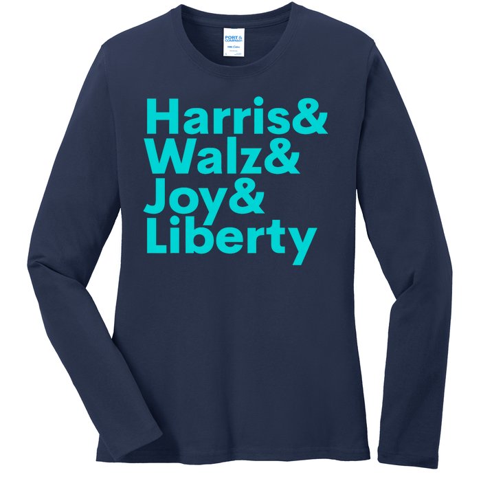 Harris Walz Joy Liberty Harris Walz Waltz 2024 Retro Ladies Long Sleeve Shirt