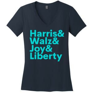 Harris Walz Joy Liberty Harris Walz Waltz 2024 Retro Women's V-Neck T-Shirt