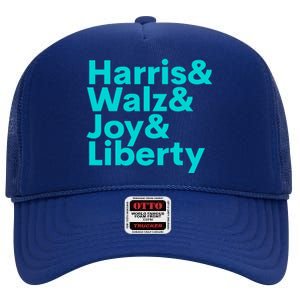 Harris Walz Joy Liberty Harris Walz Waltz 2024 Retro High Crown Mesh Back Trucker Hat