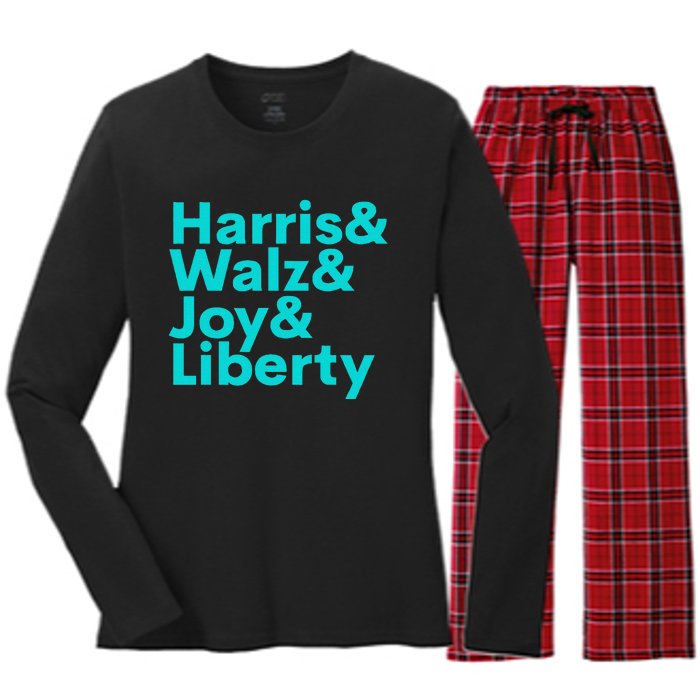 Harris Walz Joy Liberty Harris Walz Waltz 2024 Retro Gift Women's Long Sleeve Flannel Pajama Set 