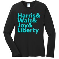 Harris Walz Joy Liberty Harris Walz Waltz 2024 Retro Gift Ladies Long Sleeve Shirt