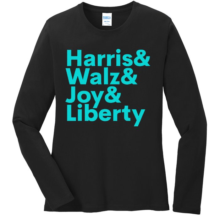 Harris Walz Joy Liberty Harris Walz Waltz 2024 Retro Gift Ladies Long Sleeve Shirt