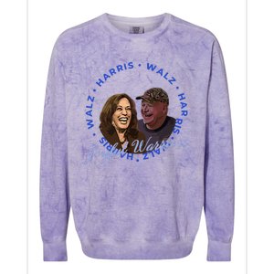 Harris Walz Joyful Warriors Walz Kamala Harris 2024 Colorblast Crewneck Sweatshirt