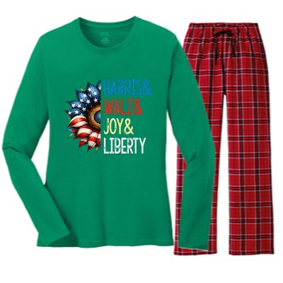 Harris Walz Joy Liberty Harris Waltz 2024 Women's Long Sleeve Flannel Pajama Set 