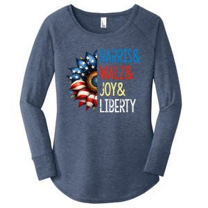 Harris Walz Joy Liberty Harris Waltz 2024 Women's Perfect Tri Tunic Long Sleeve Shirt