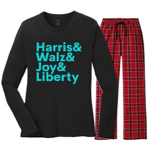 Harris Walz Joy Liberty Harris Walz Waltz 2024 Retro Women's Long Sleeve Flannel Pajama Set 